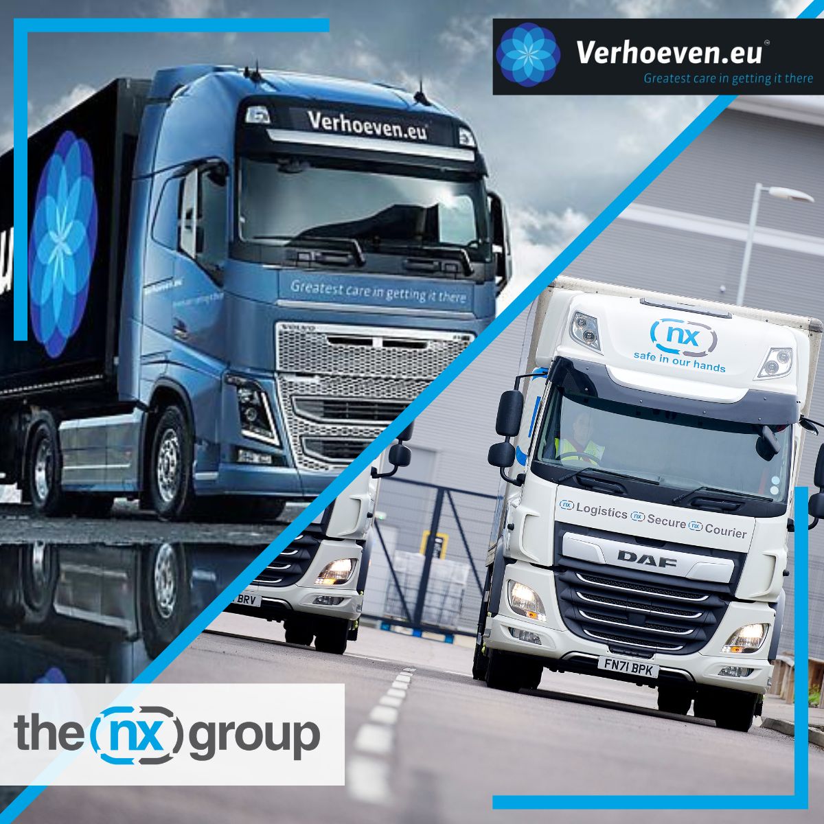 Two lorries driving along a road